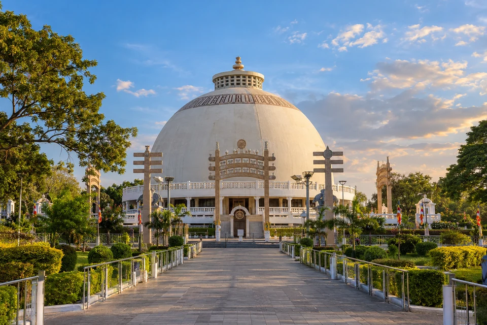 Illustration: Illustrative city view of Deekshabhoomi dome and landscaped grounds